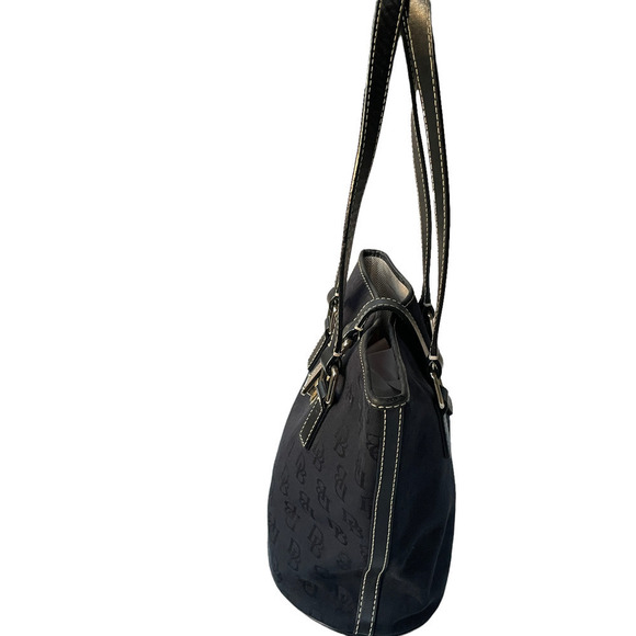 Dooney & Bourke North/South Black-On-Black Signature Canvas Bucket Handbag - Picture 4 of 16